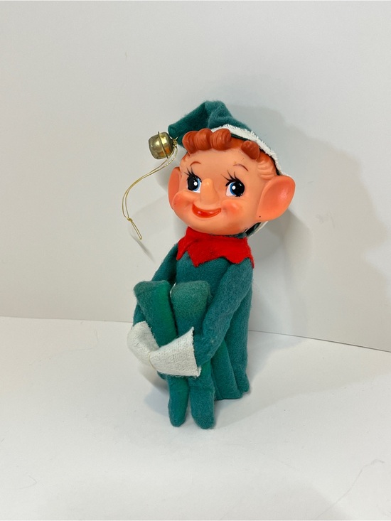 Other - Vintage MCM Knee Hugger Elf Christmas Green Felt Hanging Tree Ornament Pixie